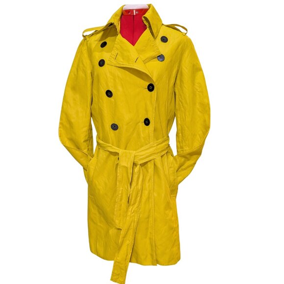 Kenneth Cole Gold Yellow Belted Trench Coat - Picture 1 of 6
